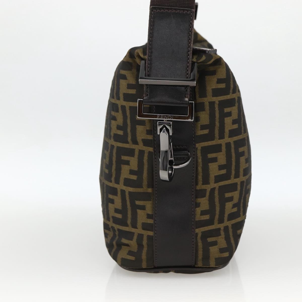 FENDI Zucca Canvas Shoulder Bag Black Brown Auth ep13629V