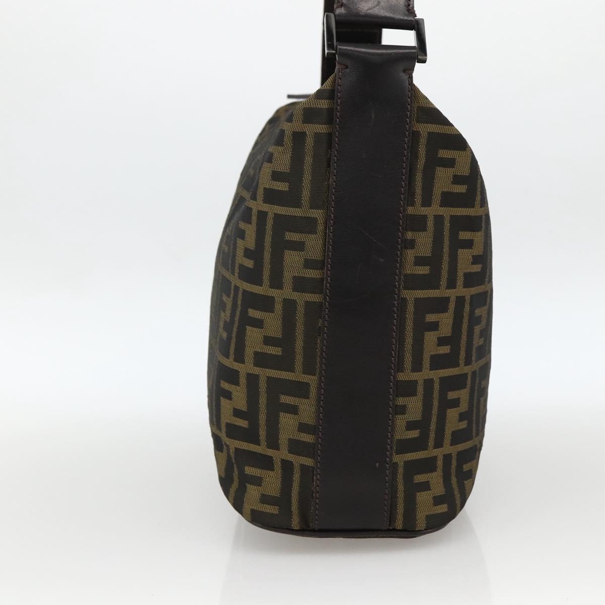 FENDI Zucca Canvas Shoulder Bag Black Brown Auth ep13629V