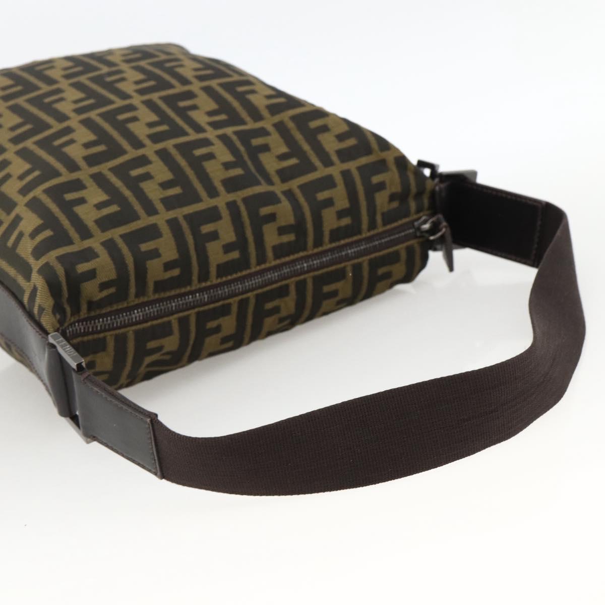 FENDI Zucca Canvas Shoulder Bag Black Brown Auth ep13629V