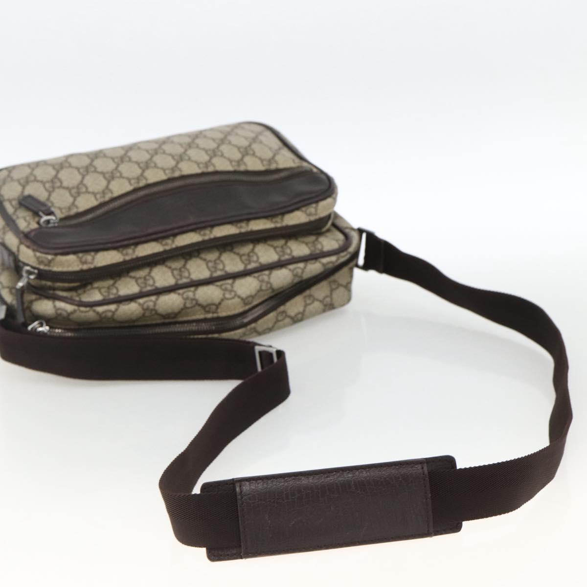GUCCI GG Supreme Shoulder Bag PVC Beige Silver 114531 Auth ep13633