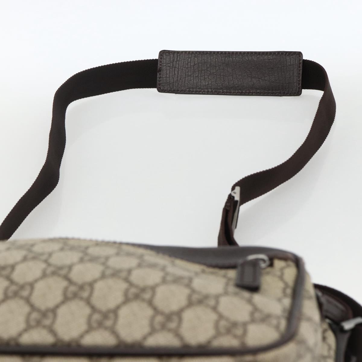 GUCCI GG Supreme Shoulder Bag PVC Beige Silver 114531 Auth ep13633
