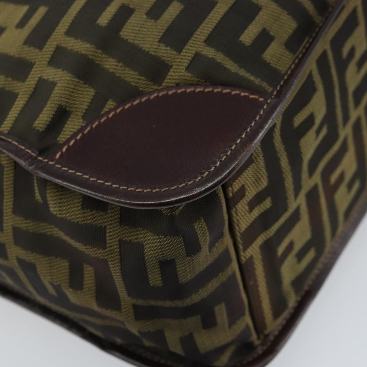 FENDI Zucca Canvas Hand Bag Black Brown Auth ep13634
