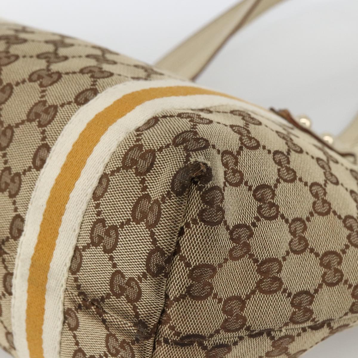 GUCCI GG Canvas Sherry Line Hand Bag Beige Gold 137396 Auth ep13635