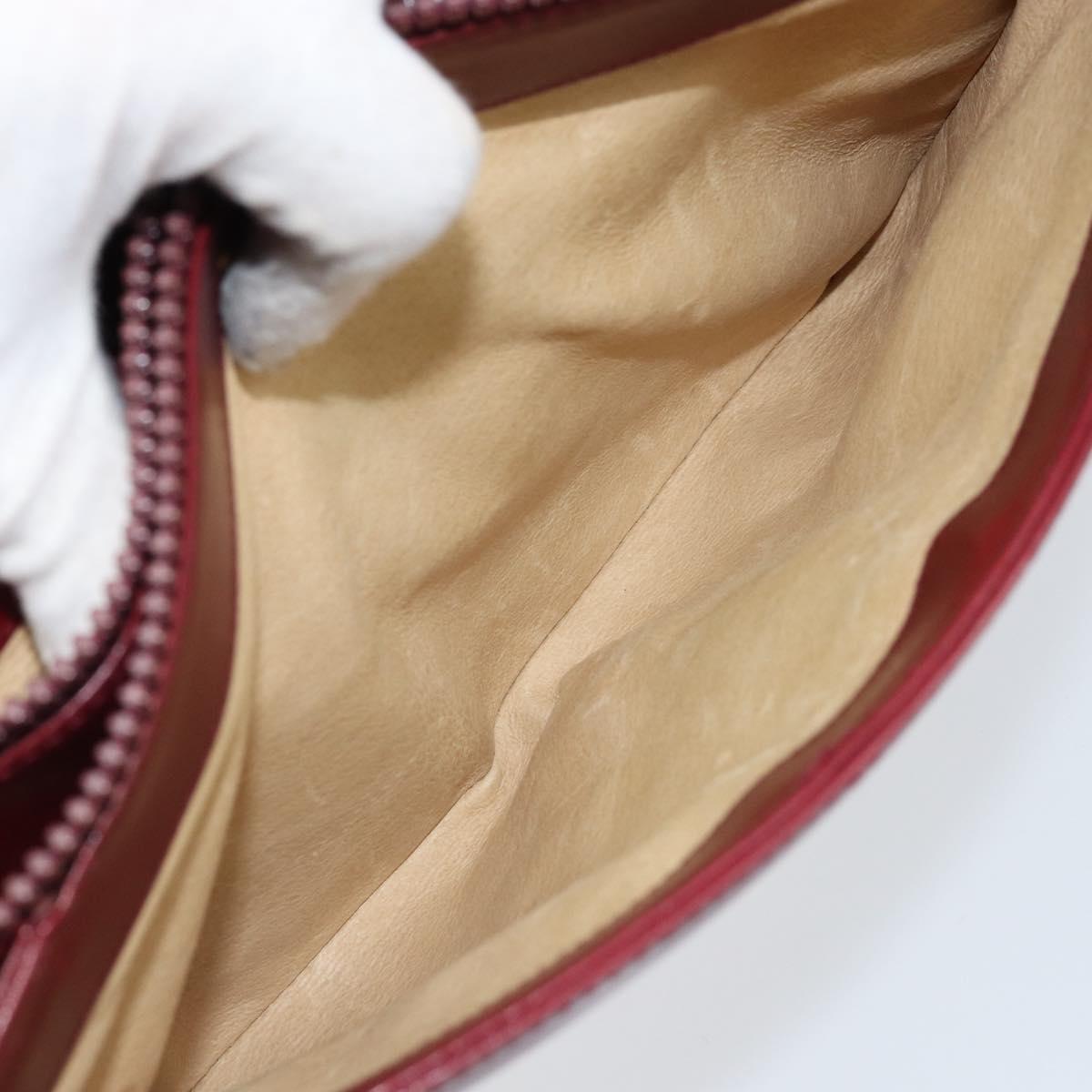 GUCCI Horsebit Shoulder Bag Leather Red Gold Auth ep13642