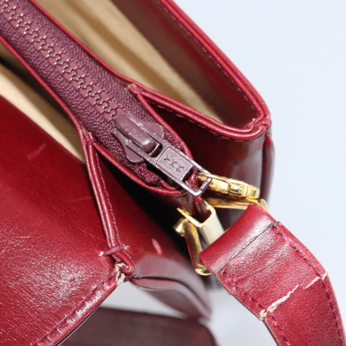 GUCCI Horsebit Shoulder Bag Leather Red Gold Auth ep13642