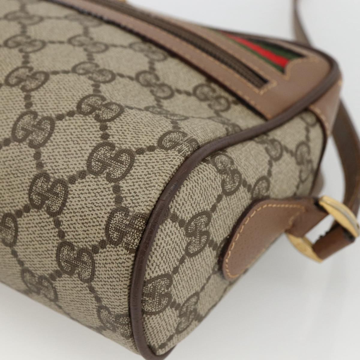 GUCCI GG Supreme Web Sherry Line Bag PVC Beige Gold 001 44 6655 Auth ep13643