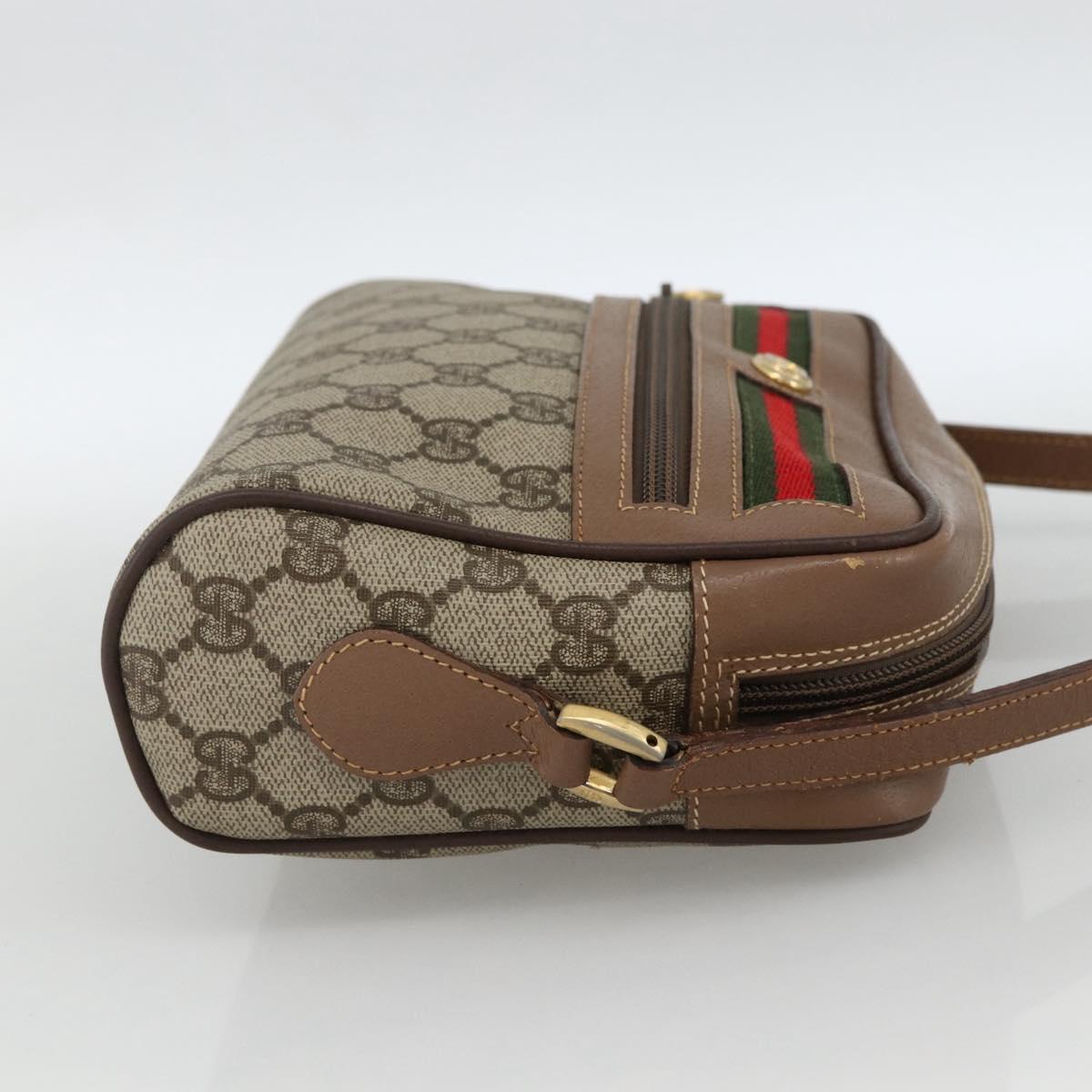 GUCCI GG Supreme Web Sherry Line Bag PVC Beige Gold 001 44 6655 Auth ep13643