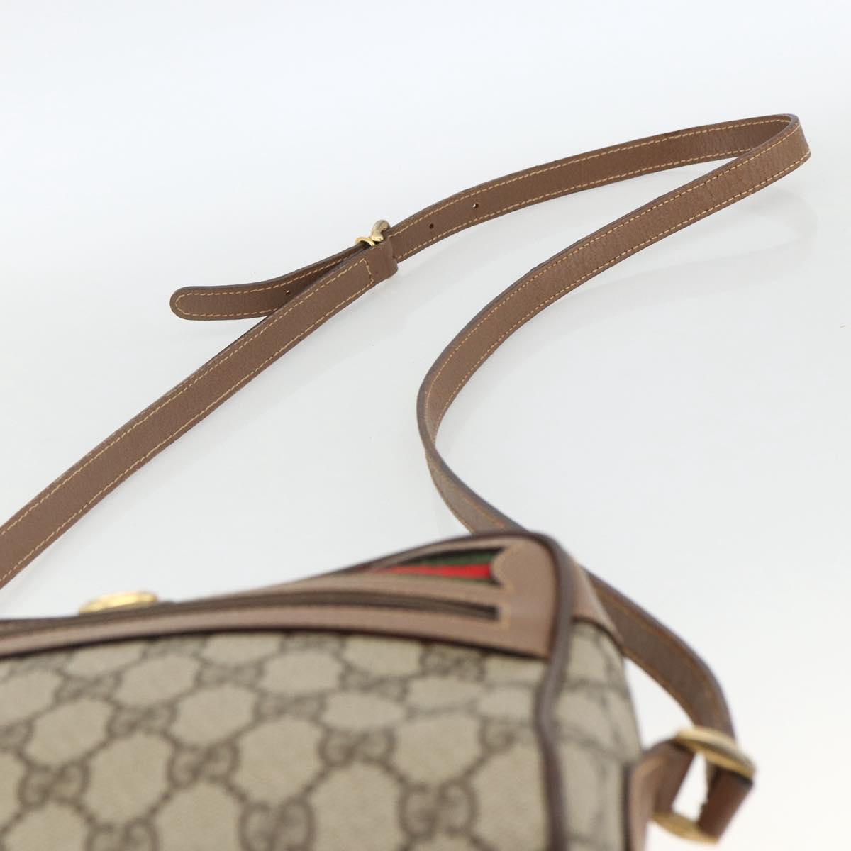 GUCCI GG Supreme Web Sherry Line Bag PVC Beige Gold 001 44 6655 Auth ep13643
