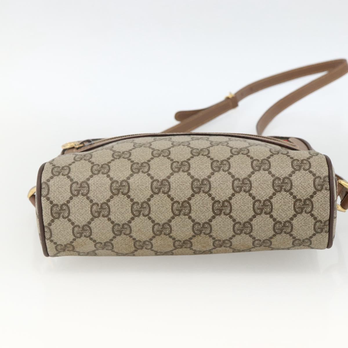 GUCCI GG Supreme Web Sherry Line Bag PVC Beige Gold 001 44 6655 Auth ep13643