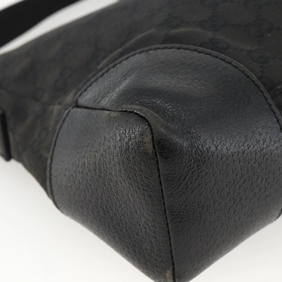 GUCCI GG Canvas Shoulder Bag Black Silver 114273 Auth ep13647