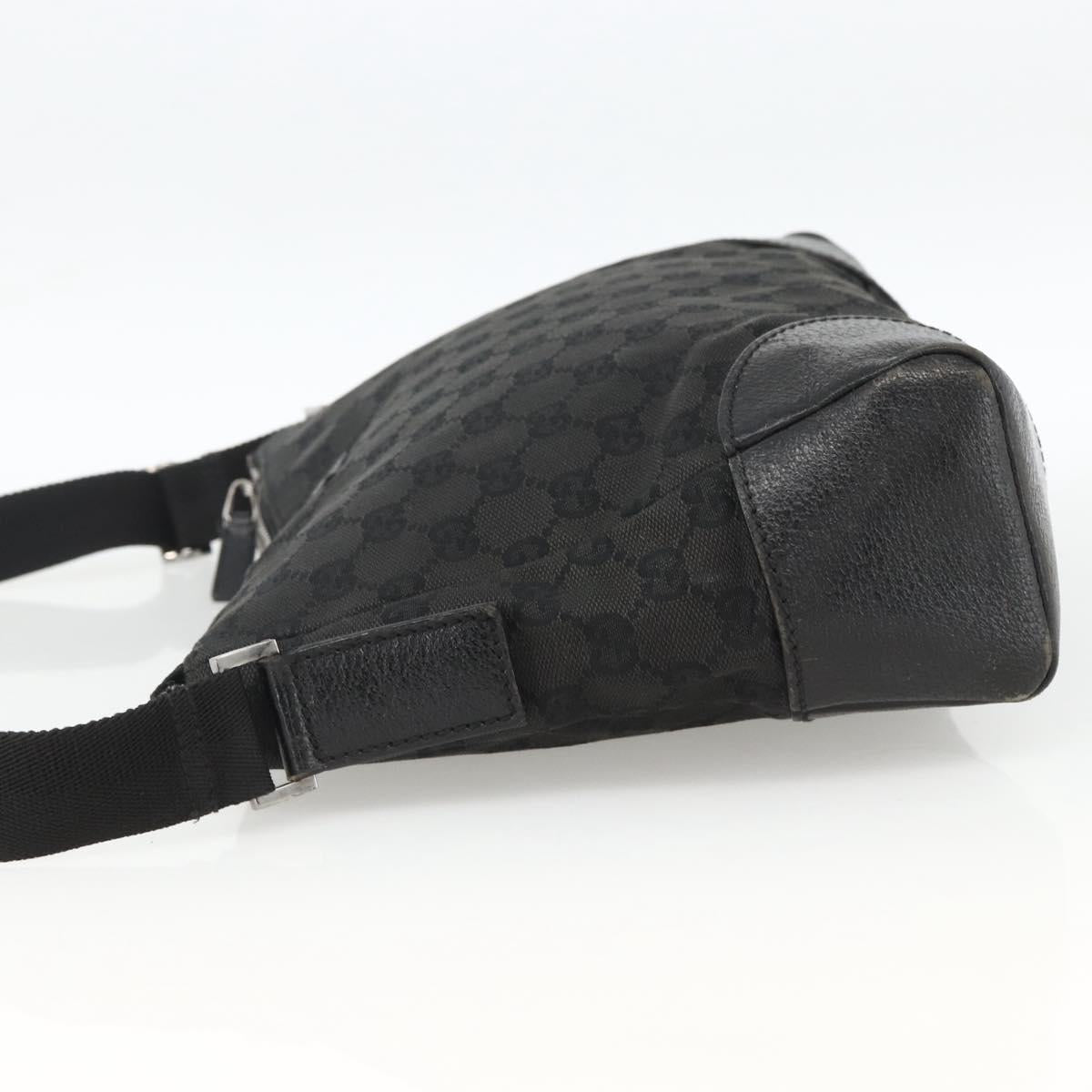 GUCCI GG Canvas Shoulder Bag Black Silver 114273 Auth ep13647