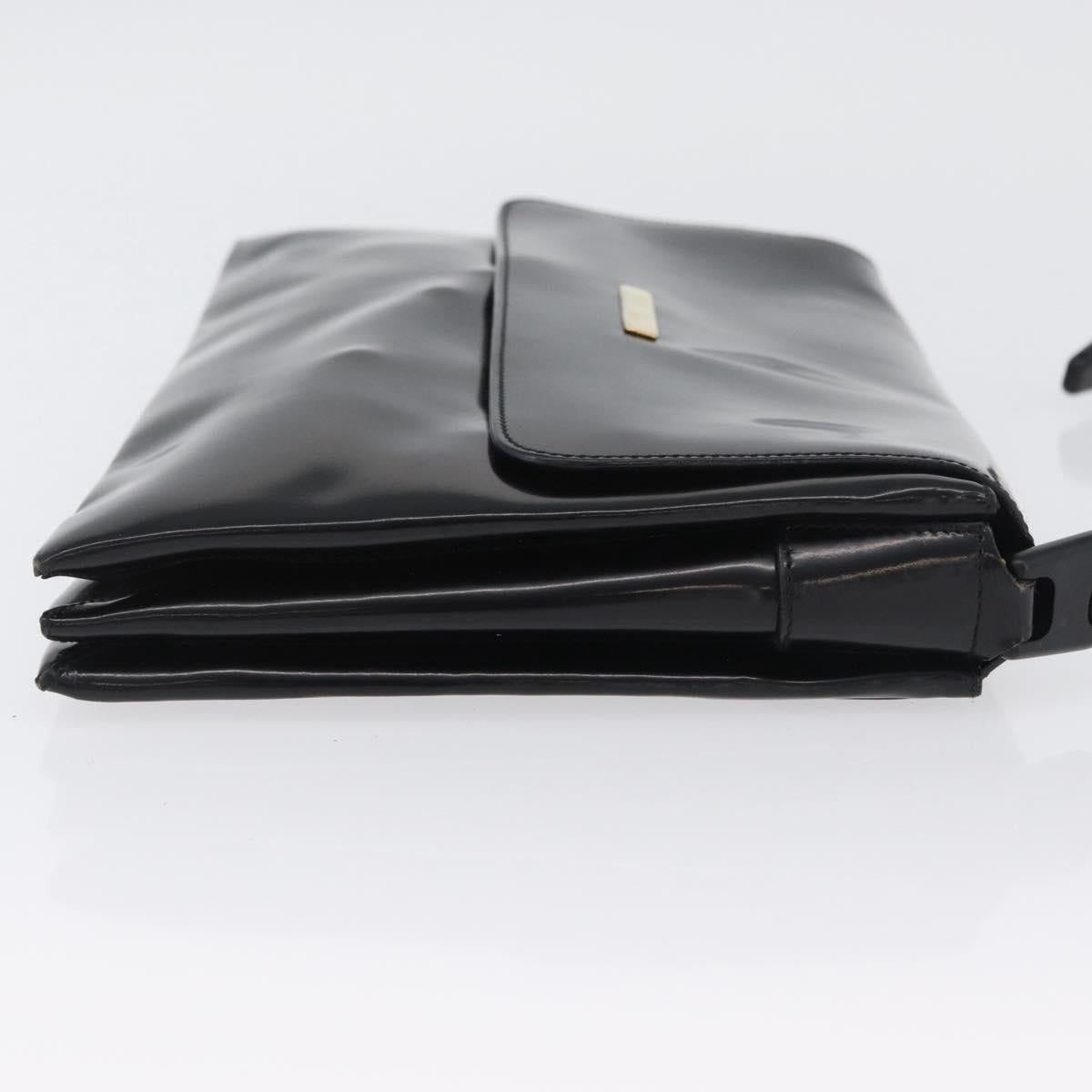 GUCCI Shoulder Bag Patent leather Black Gold Auth ep13648
