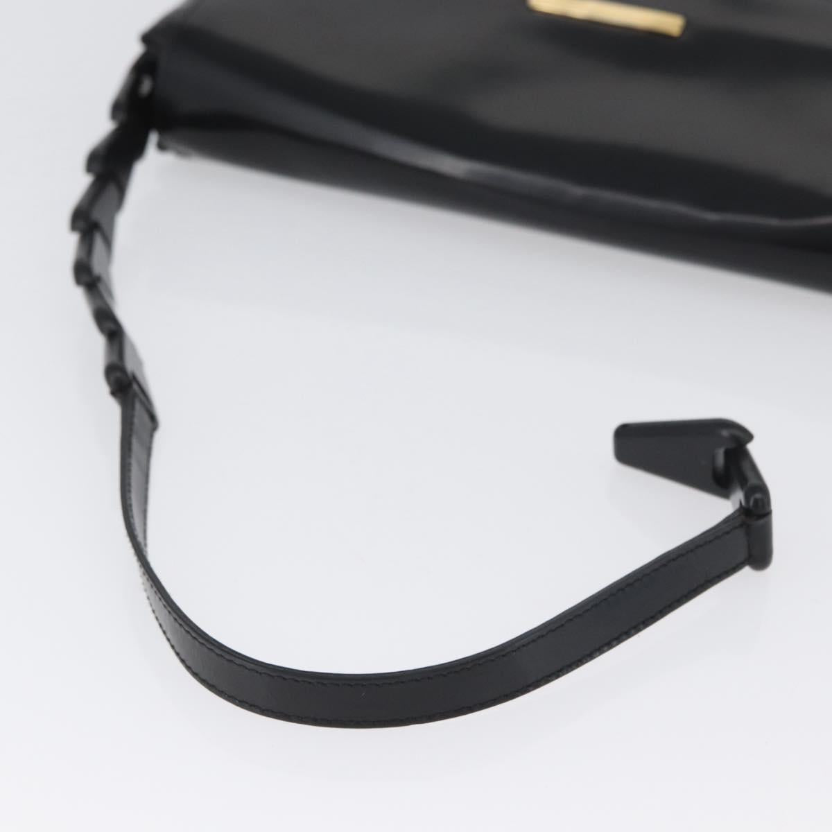 GUCCI Shoulder Bag Patent leather Black Gold Auth ep13648