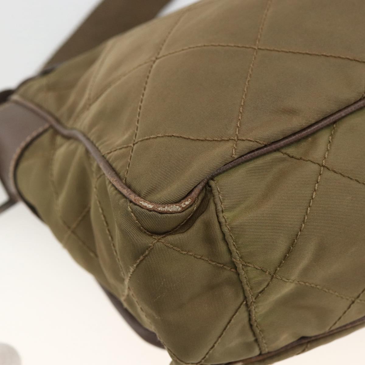 PRADA Shoulder Bag Nylon Brown Silver Auth ep13655