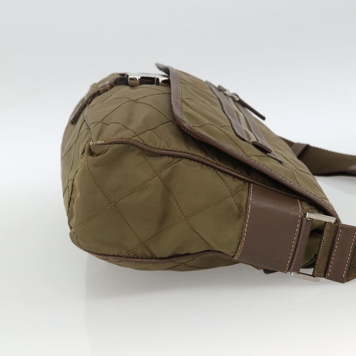 PRADA Shoulder Bag Nylon Brown Silver Auth ep13655