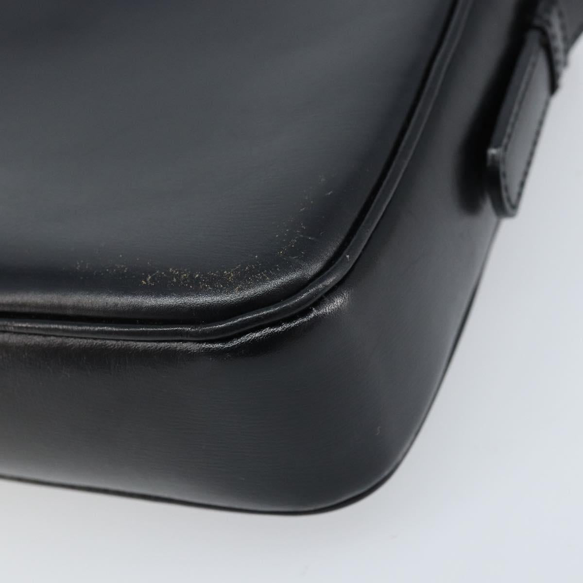 CELINE Gancini Shoulder Bag Leather Black Gold Auth ep13660