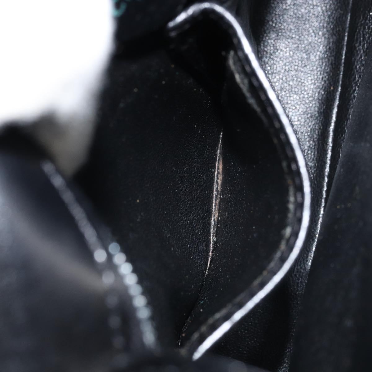CELINE Gancini Shoulder Bag Leather Black Gold Auth ep13660