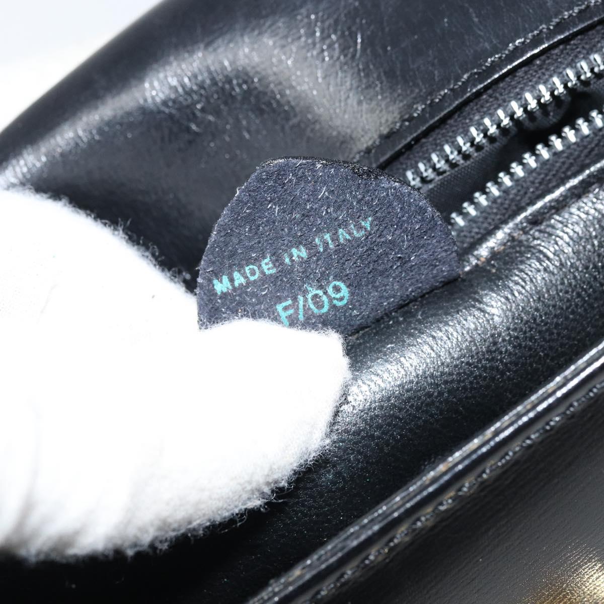 CELINE Gancini Shoulder Bag Leather Black Gold Auth ep13660