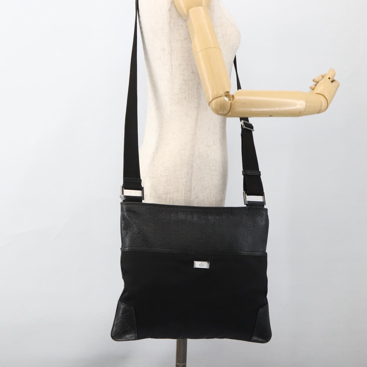 GUCCI Guccissima Shoulder Bag Canvas Black Silver 161822 Auth ep13661