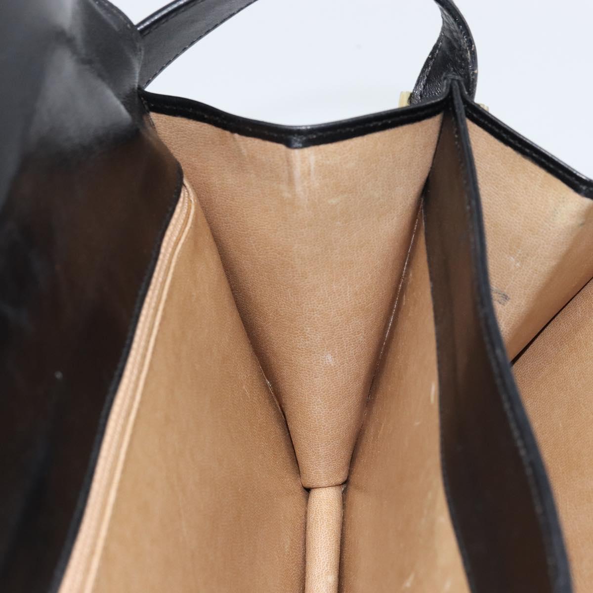 CELINE Horse Carriage Shoulder Bag Leather Black Gold Auth ep13665