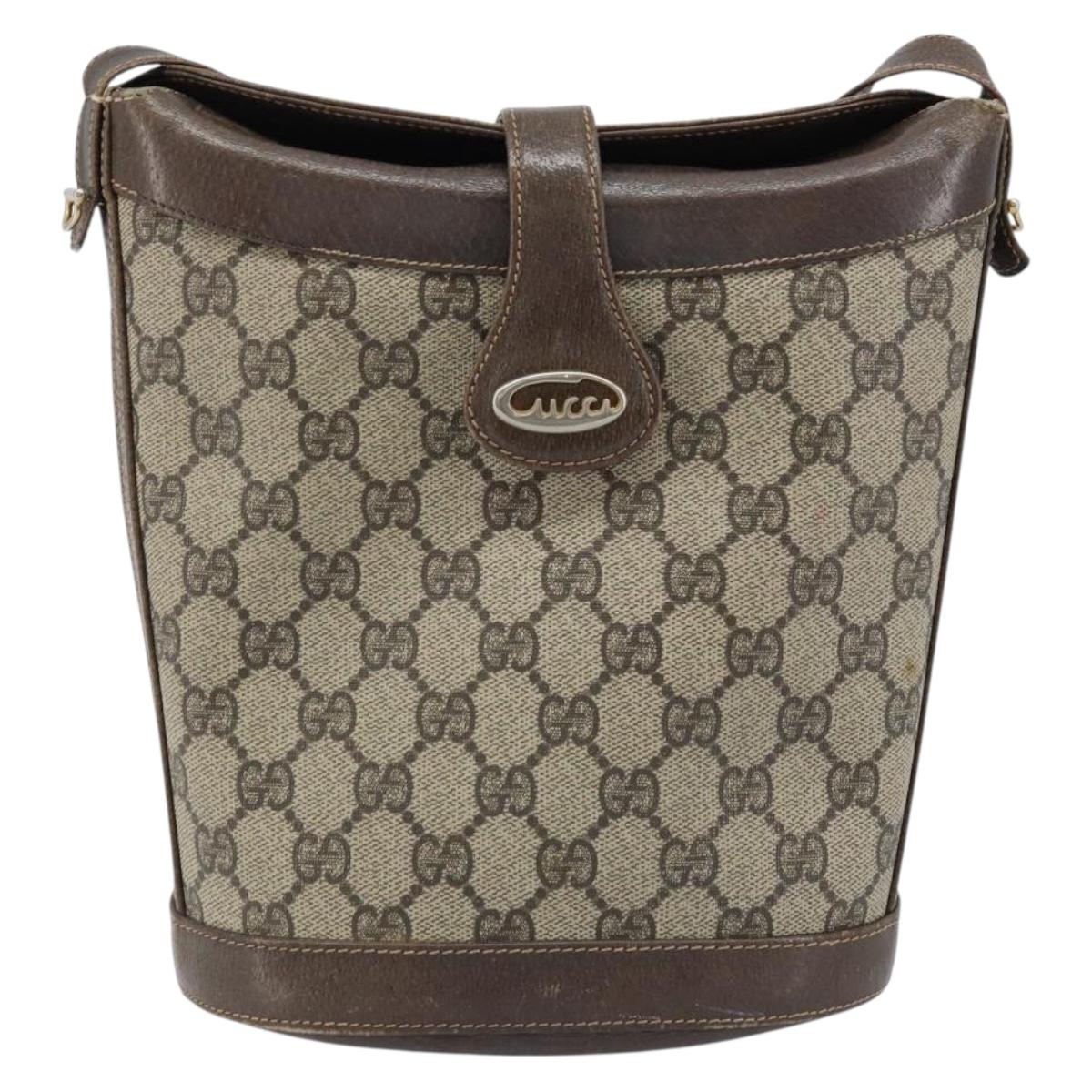 GUCCI GG Supreme Shoulder Bag PVC Beige Gold Auth ep13670