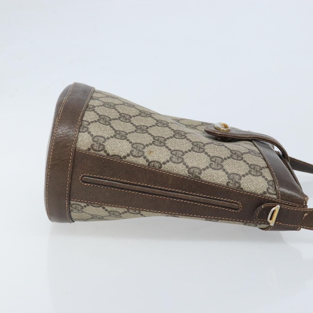 GUCCI GG Supreme Shoulder Bag PVC Beige Gold Auth ep13670