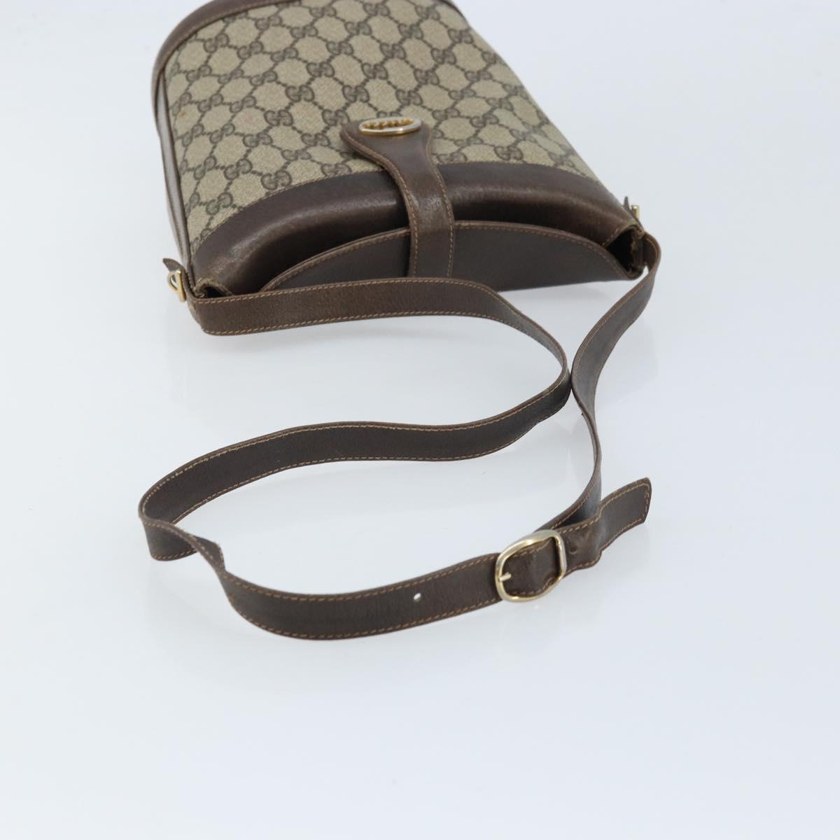 GUCCI GG Supreme Shoulder Bag PVC Beige Gold Auth ep13670