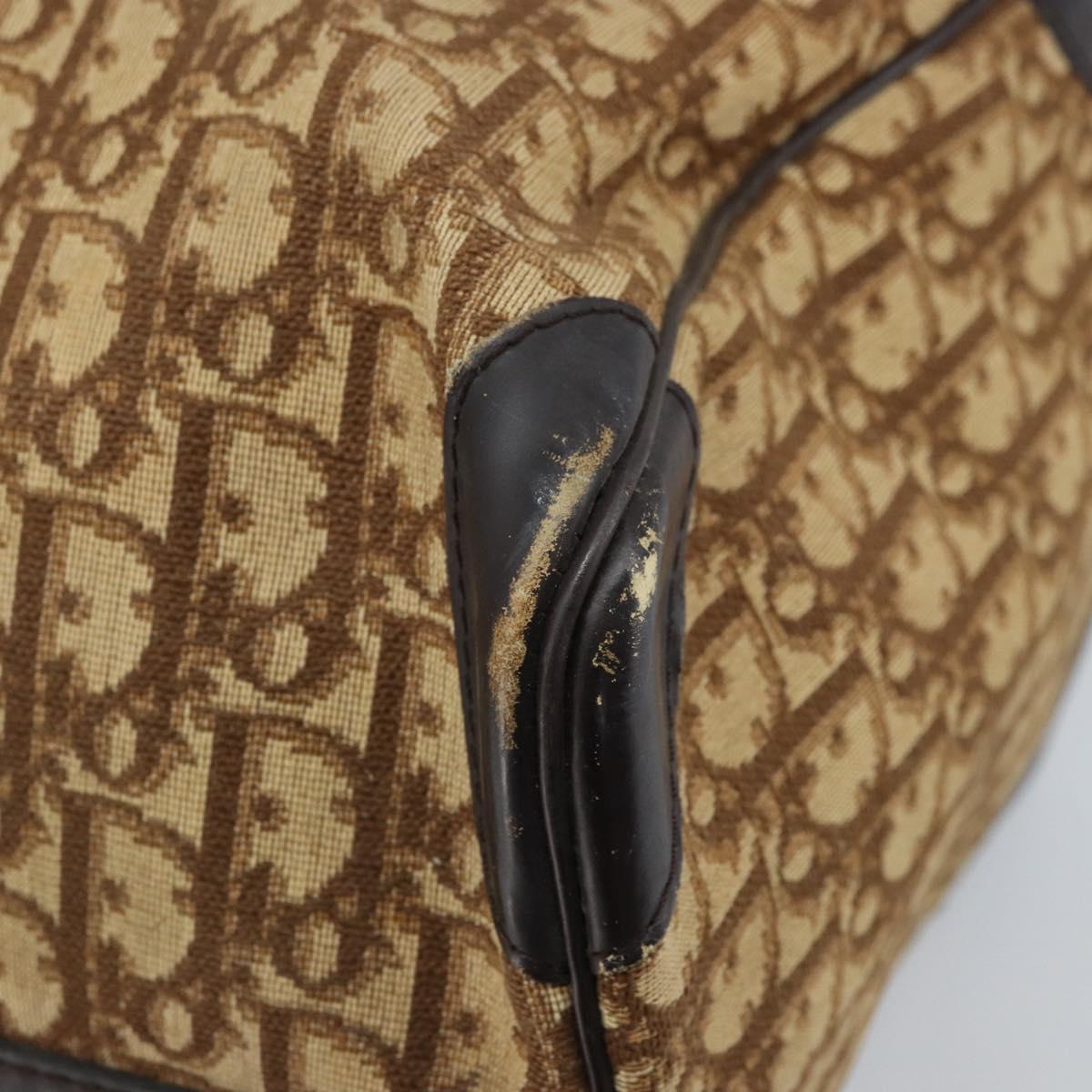 Christian Dior Trotter Canvas Boston Bag Beige Gold Auth ep13683