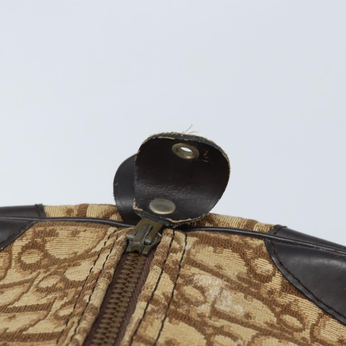 Christian Dior Trotter Canvas Boston Bag Beige Gold Auth ep13683
