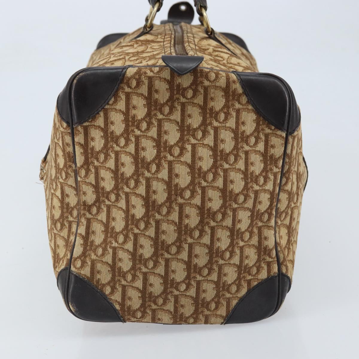Christian Dior Trotter Canvas Boston Bag Beige Gold Auth ep13683