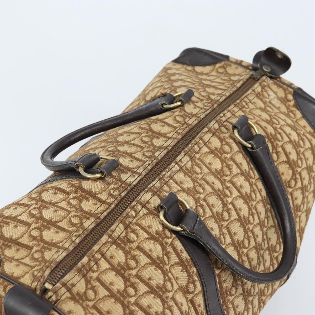 Christian Dior Trotter Canvas Boston Bag Beige Gold Auth ep13683