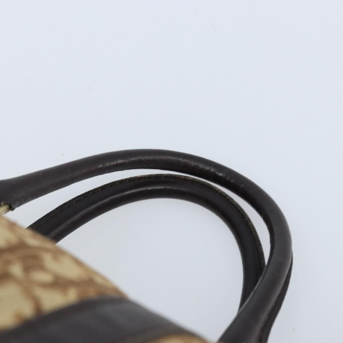 Christian Dior Trotter Canvas Boston Bag Beige Gold Auth ep13683
