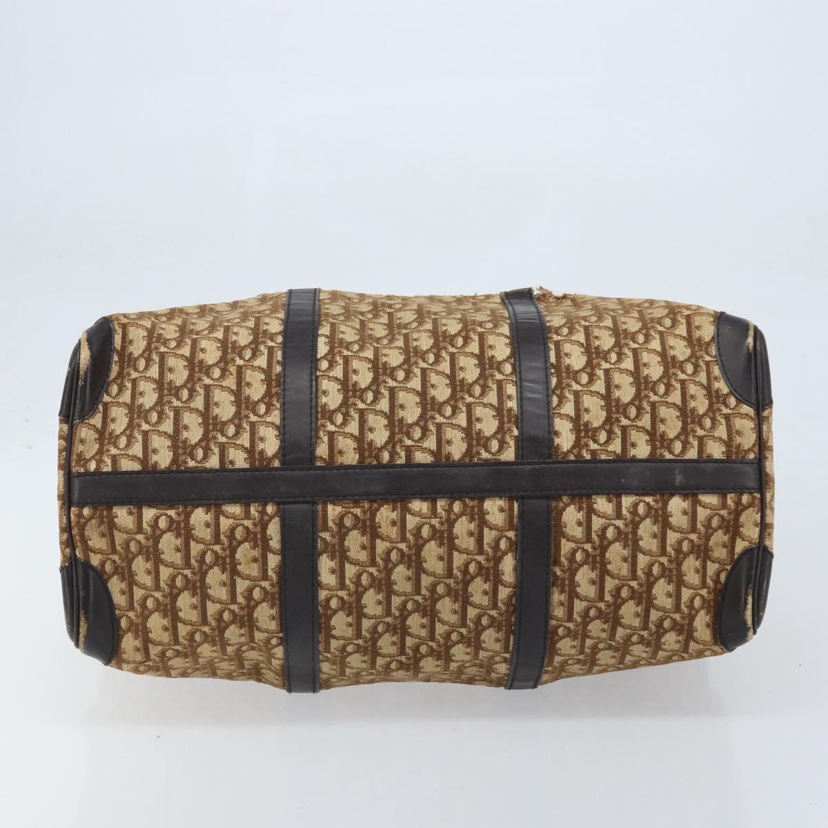 Christian Dior Trotter Canvas Boston Bag Beige Gold Auth ep13683