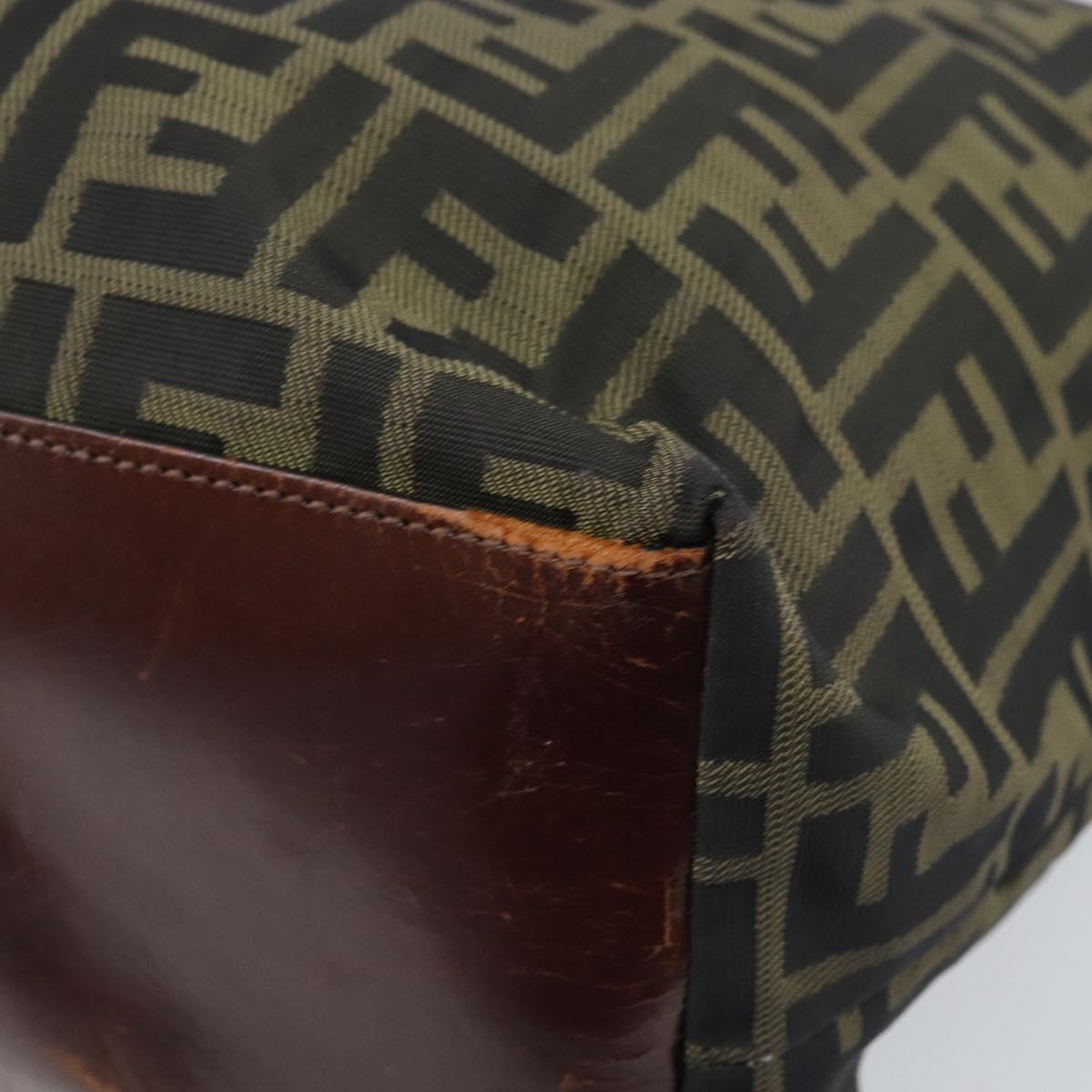 FENDI Zucca Canvas Drawstring Bag Clutch Bag Black Brown Auth ep13685