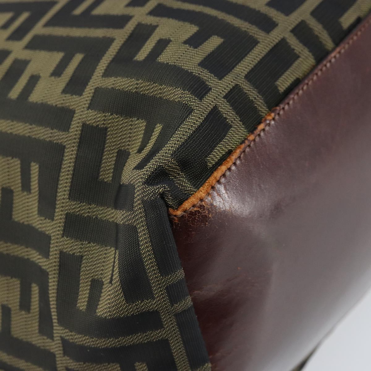 FENDI Zucca Canvas Drawstring Bag Clutch Bag Black Brown Auth ep13685