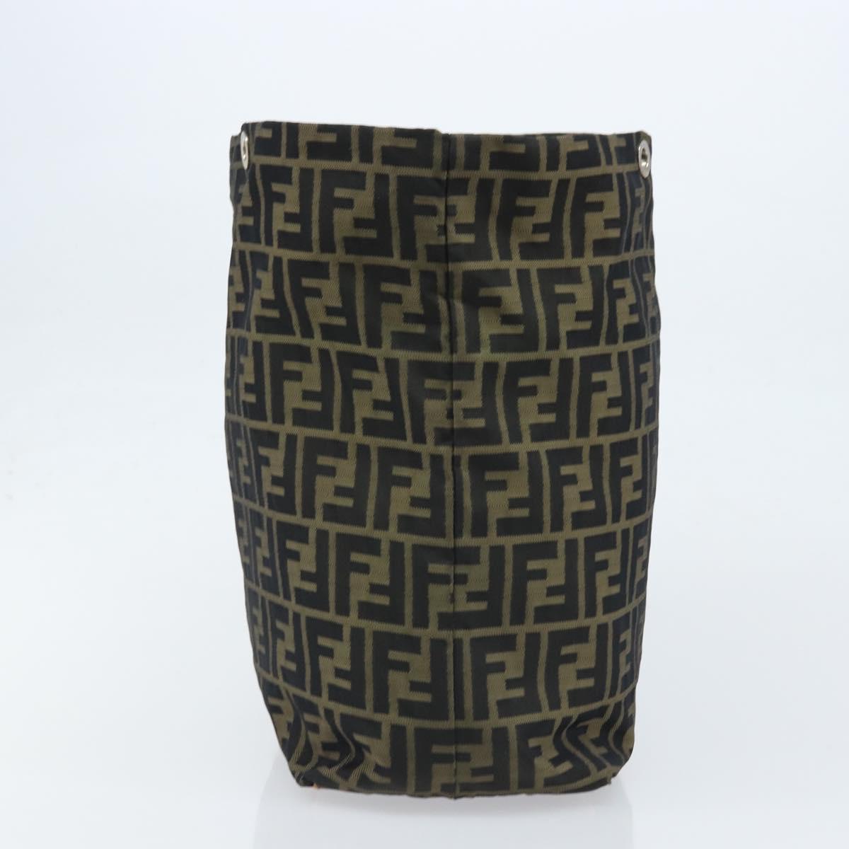 FENDI Zucca Canvas Drawstring Bag Clutch Bag Black Brown Auth ep13685