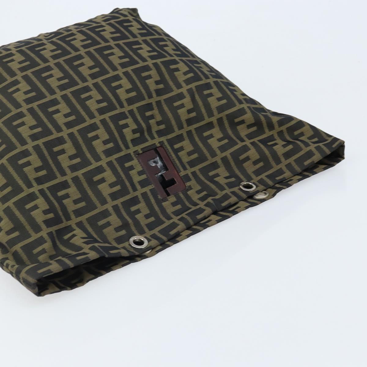 FENDI Zucca Canvas Drawstring Bag Clutch Bag Black Brown Auth ep13685