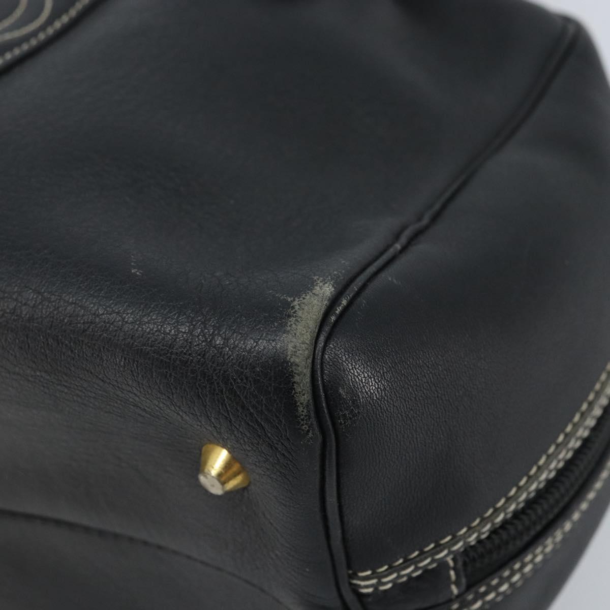 Christian Dior Hand Bag Leather Black Gold Auth ep13686