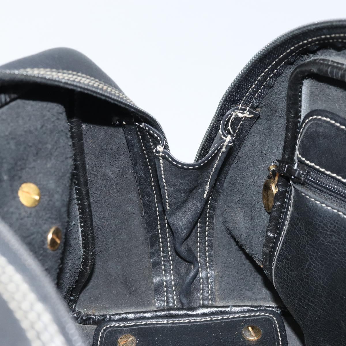 Christian Dior Hand Bag Leather Black Gold Auth ep13686