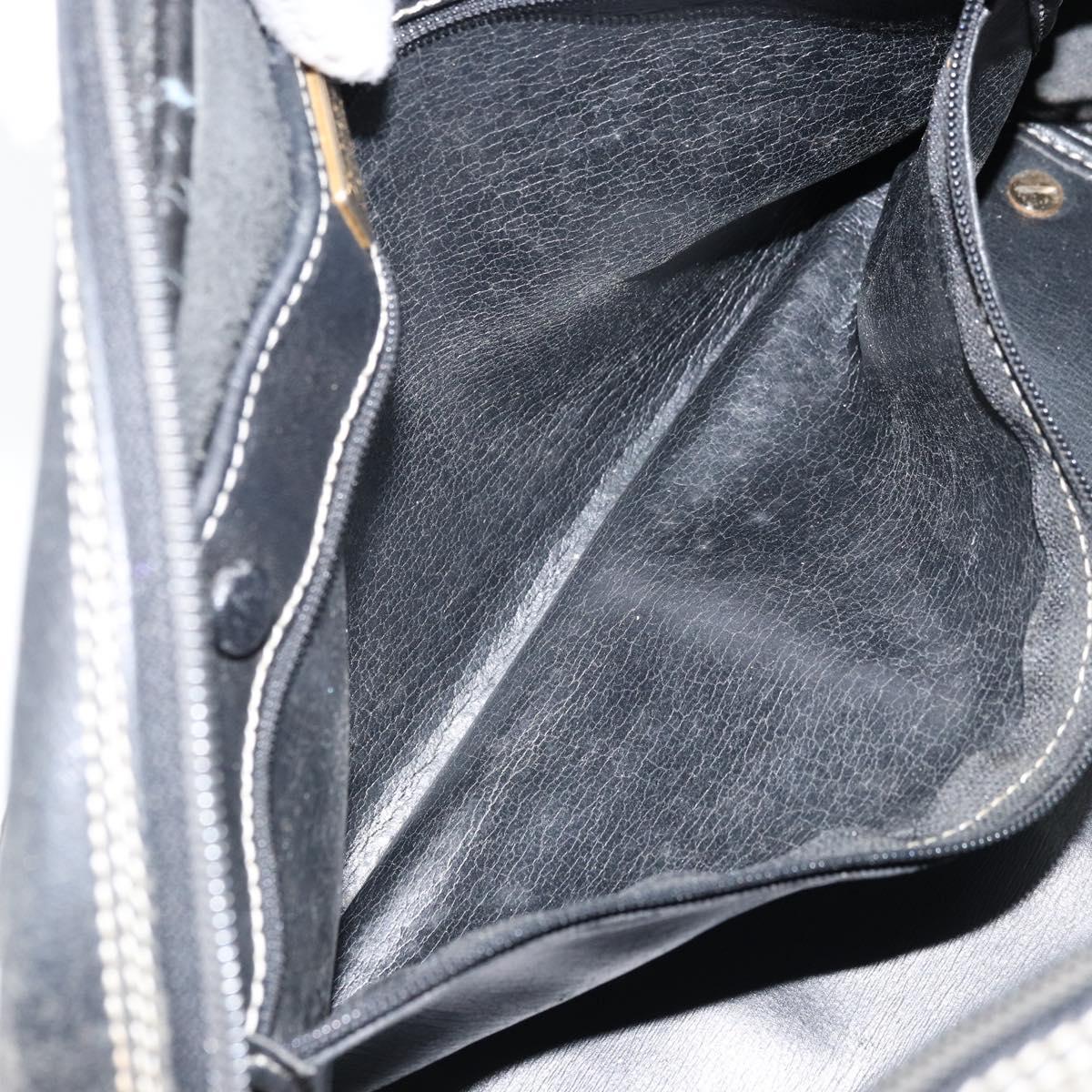 Christian Dior Hand Bag Leather Black Gold Auth ep13686