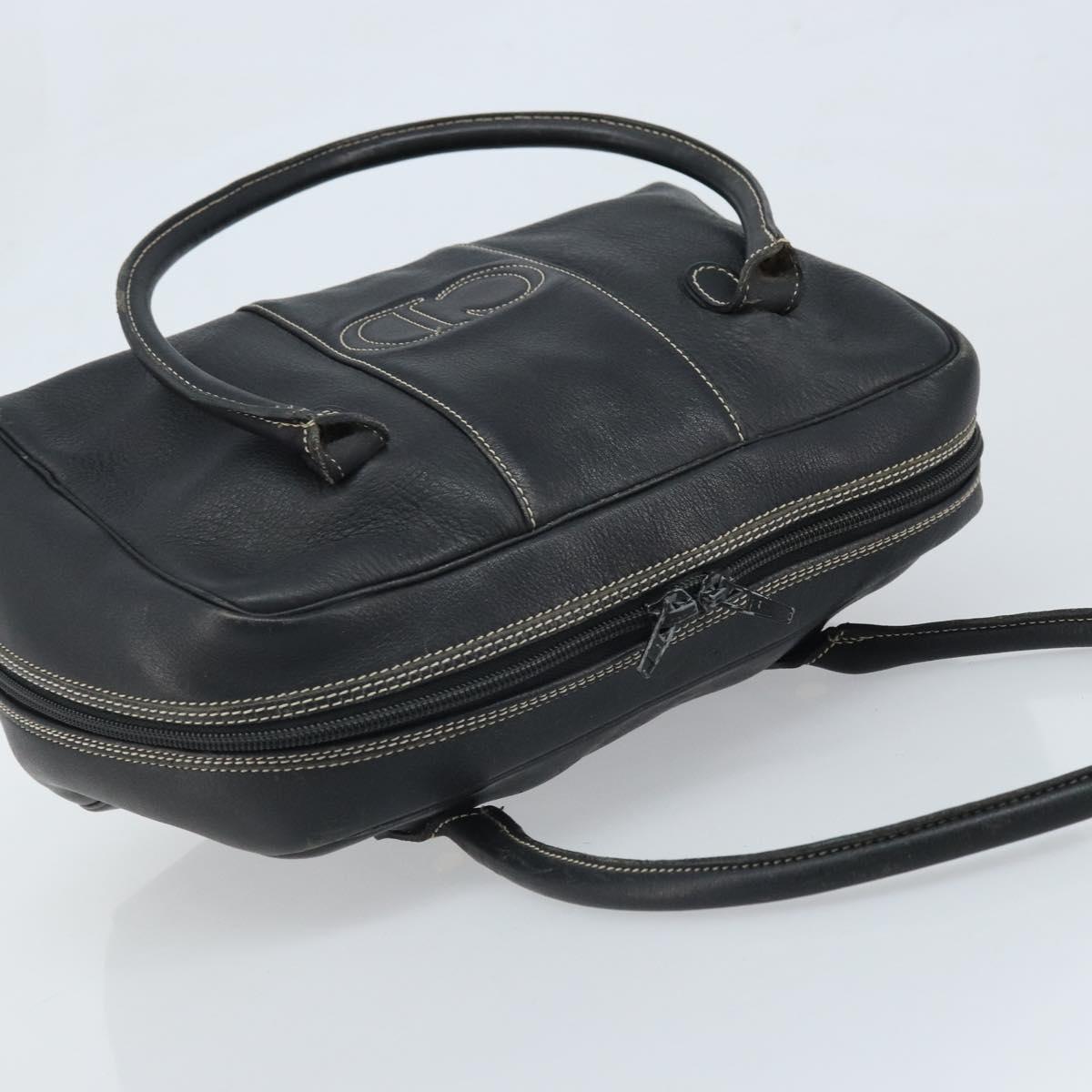 Christian Dior Hand Bag Leather Black Gold Auth ep13686