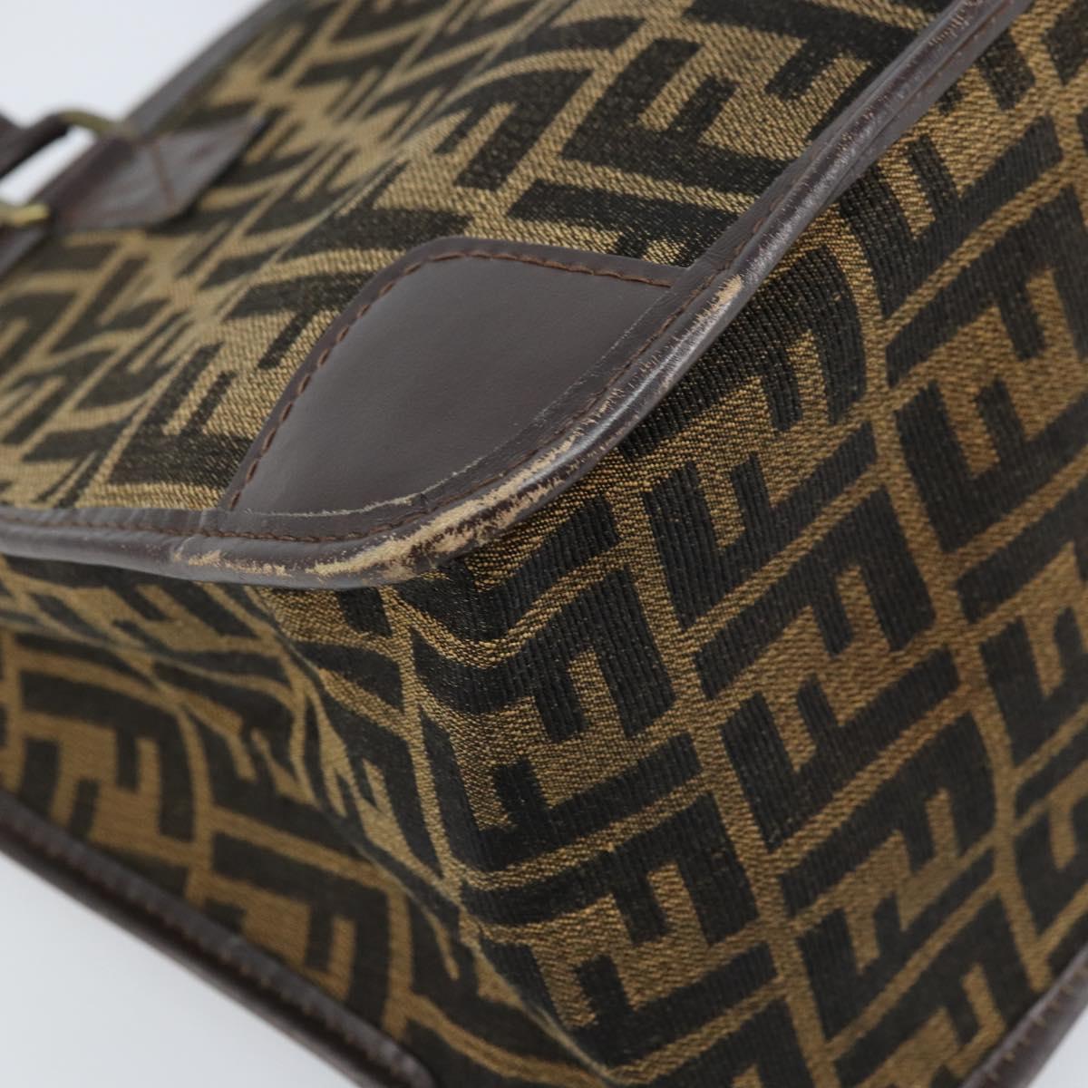 FENDI Zucca Canvas Hand Bag Black Brown Auth ep13687