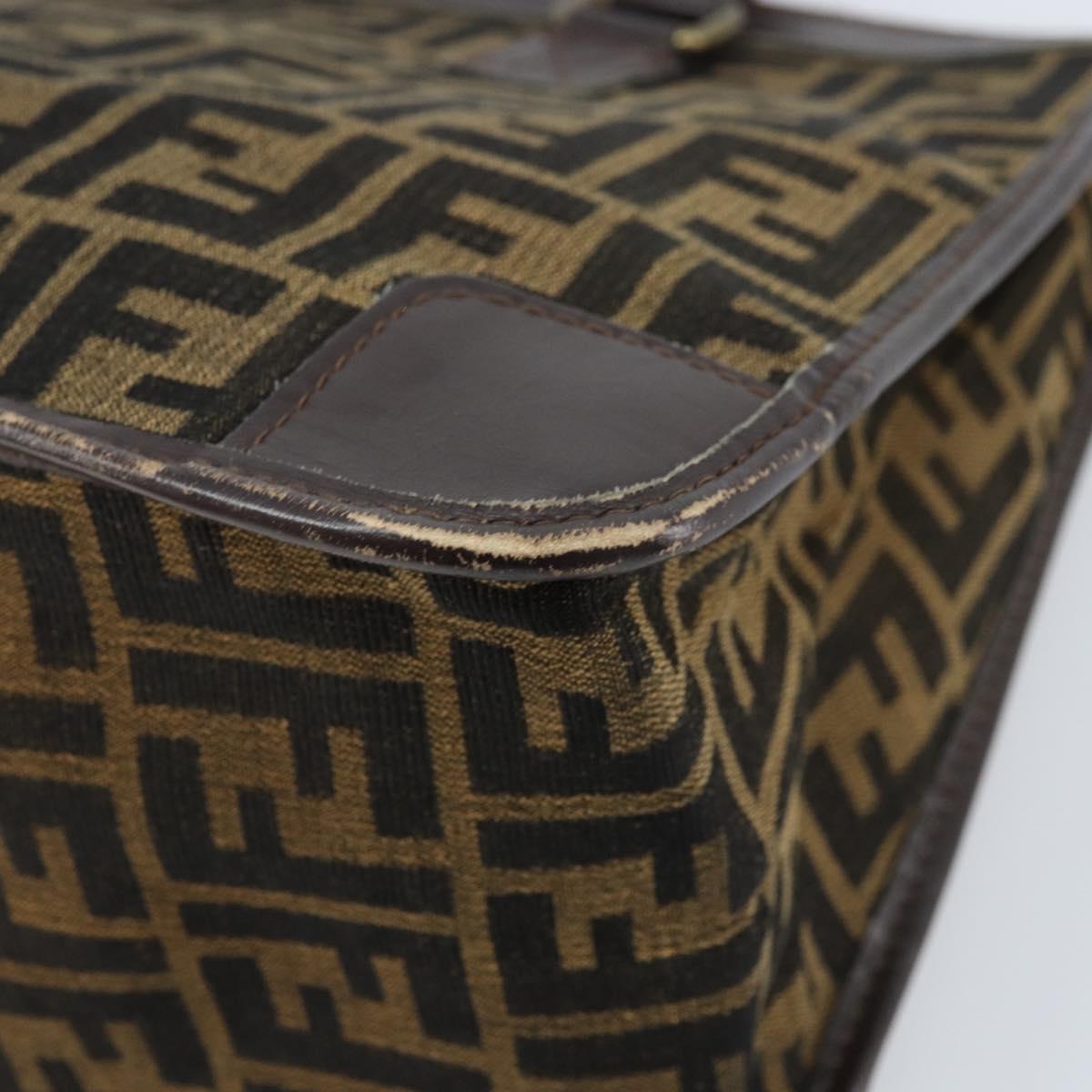 FENDI Zucca Canvas Hand Bag Black Brown Auth ep13687