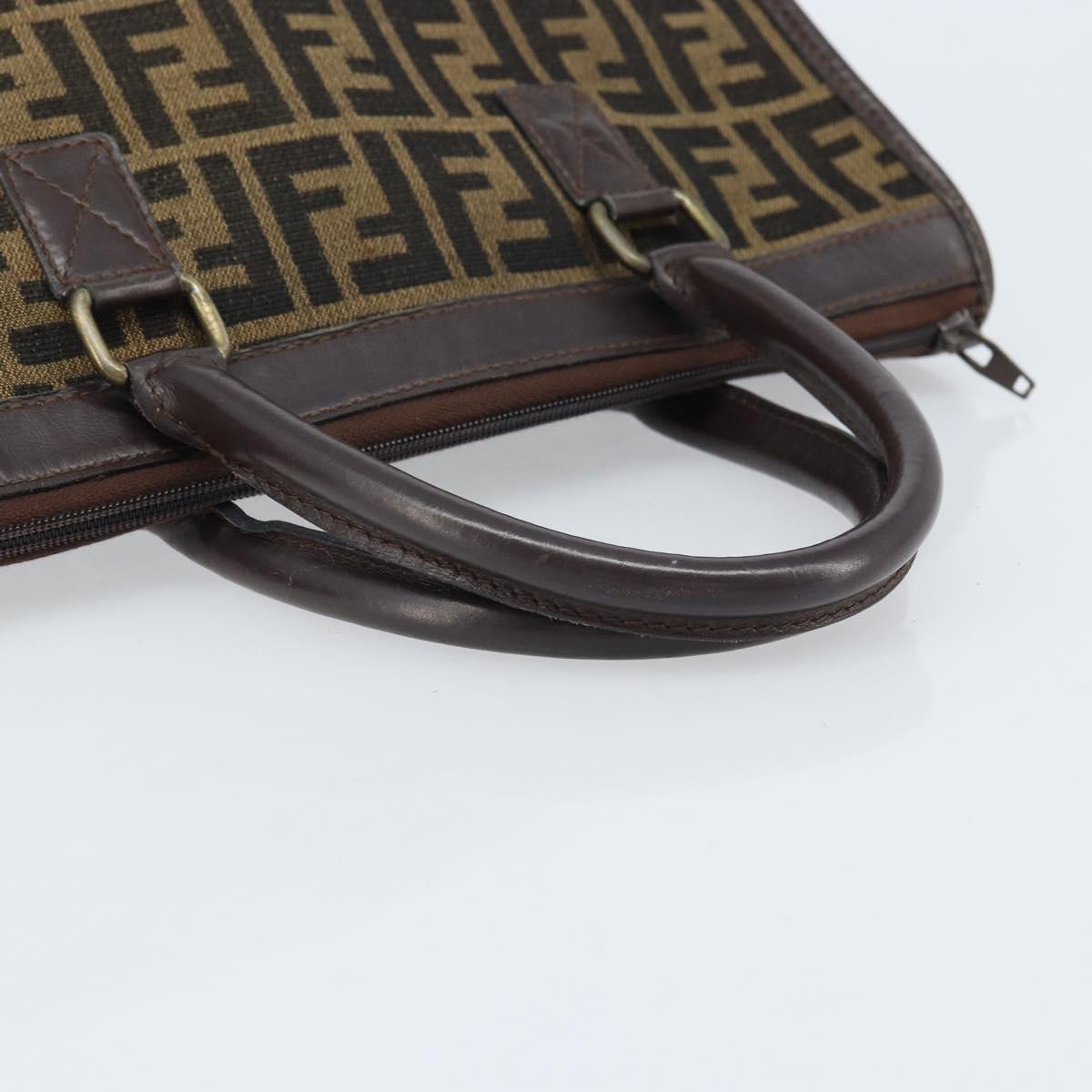 FENDI Zucca Canvas Hand Bag Black Brown Auth ep13687