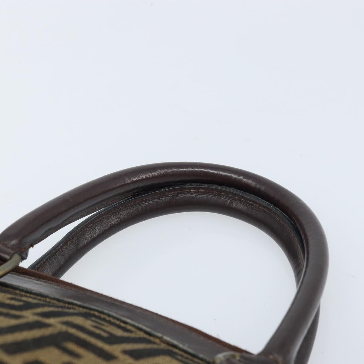 FENDI Zucca Canvas Hand Bag Black Brown Auth ep13687