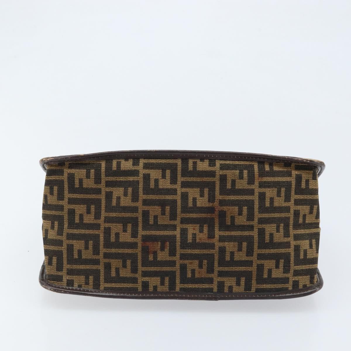 FENDI Zucca Canvas Hand Bag Black Brown Auth ep13687