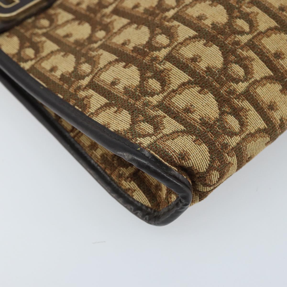 Christian Dior Trotter Canvas Shoulder Bag Beige Gold Auth ep13688A
