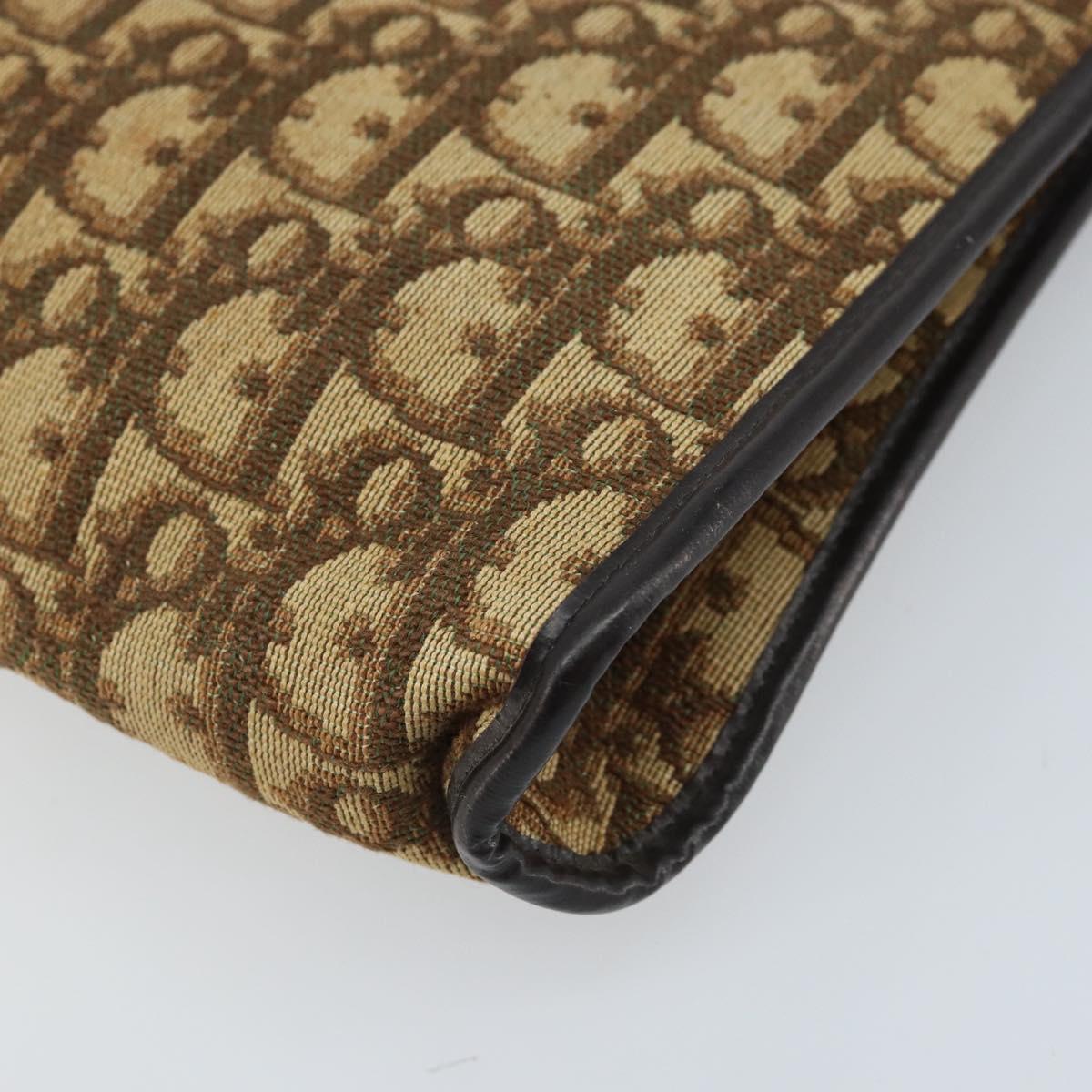 Christian Dior Trotter Canvas Shoulder Bag Beige Gold Auth ep13688A