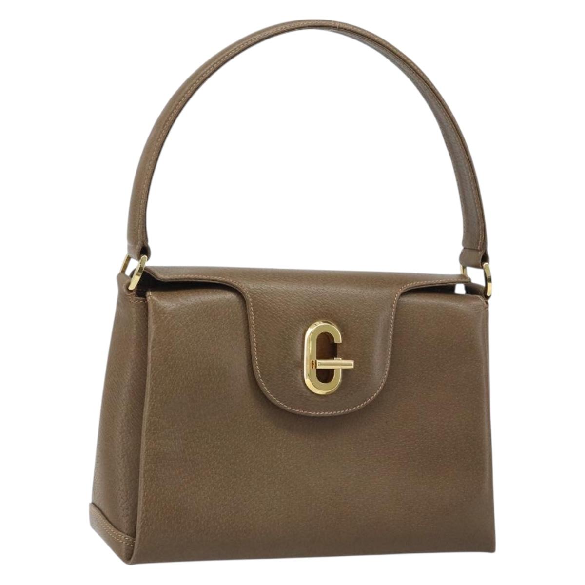 GUCCI Hand Bag Leather Beige Gold 000 406 1080 Auth ep13691