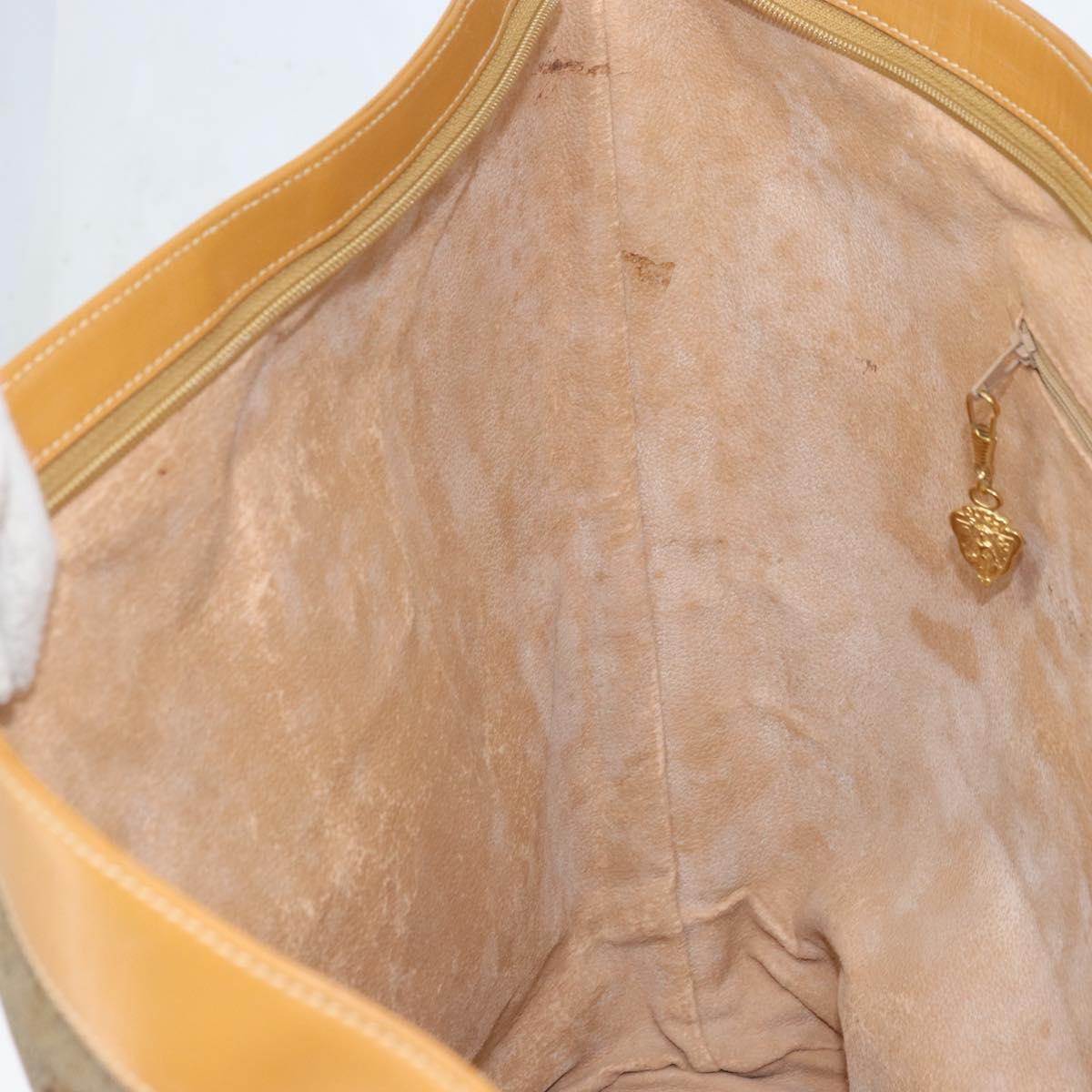 GUCCI Tote Bag PVC Canvas Beige Gold Auth ep13692